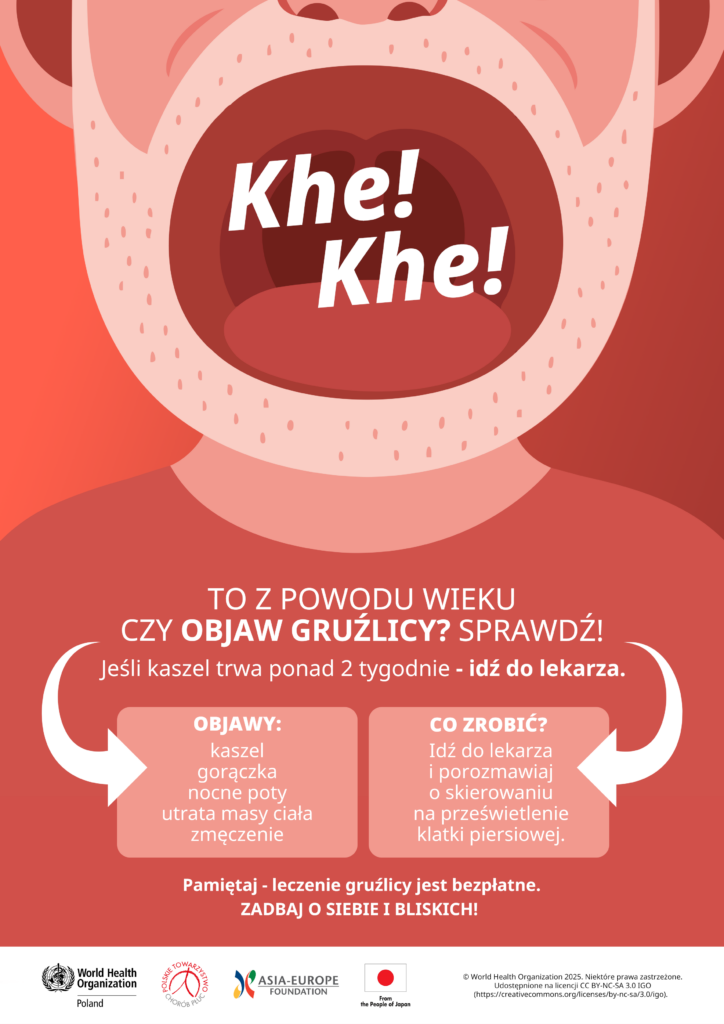 Grafika pokazująca otwarte usta kaszlącego seniora, w brązowych kolorach, rysunkowa.