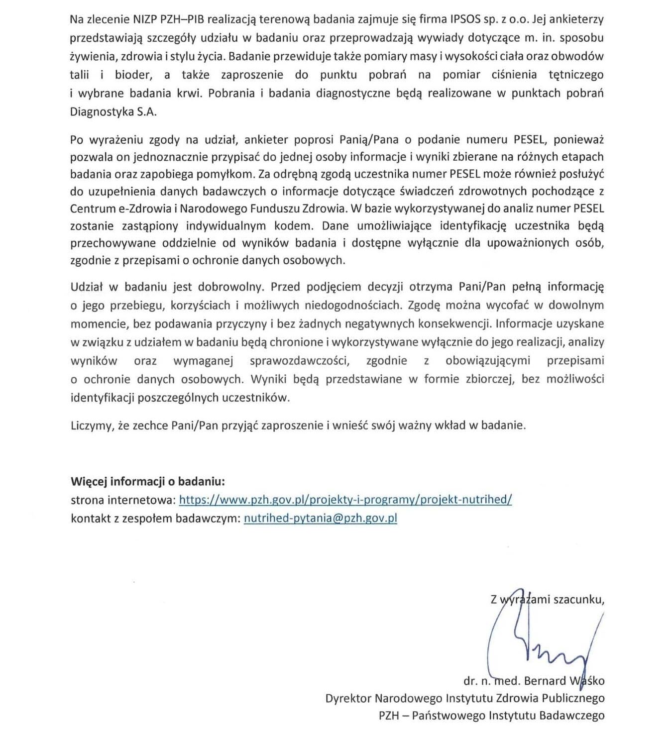 zaproszenie do udziału w badaniu NutriHED - strona 1